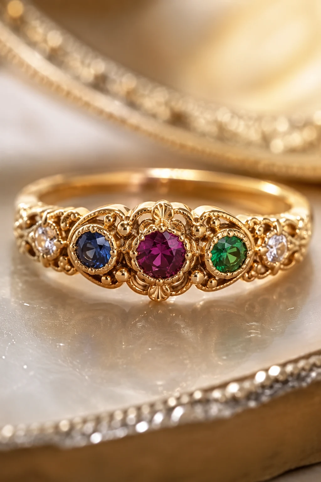Colored Gemstones with Antique Charm — vintage wedding rings style outfit