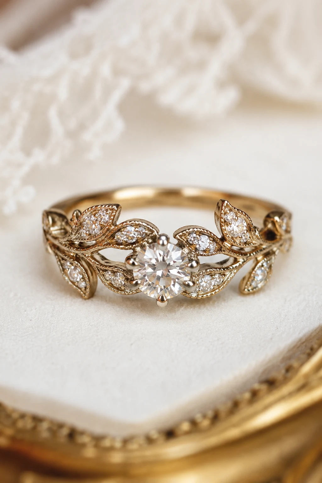 Nature-Inspired Antique Elegance — vintage wedding rings style outfit