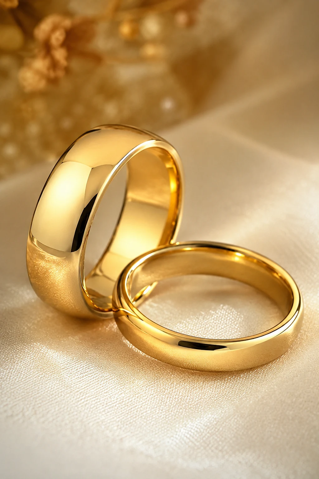 Classic Yellow Gold Wedding Rings Couple — wedding rings couple style outfit