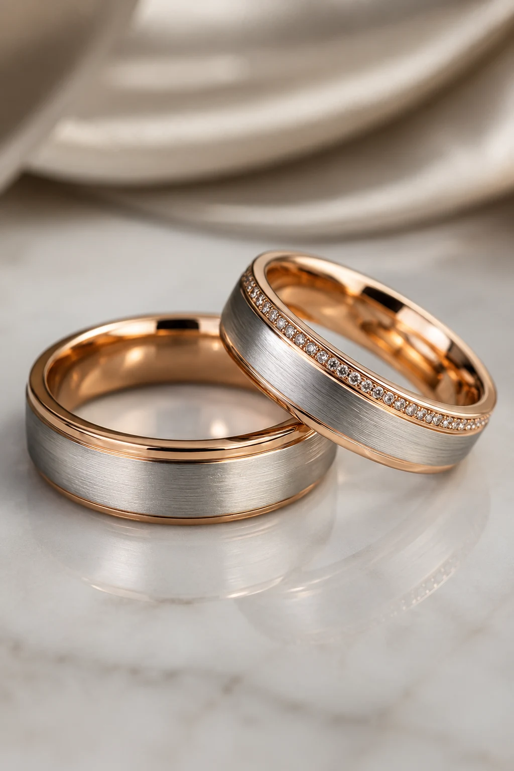 Mixed Metal Wedding Rings Couple for Modern Style — wedding rings couple style outfit