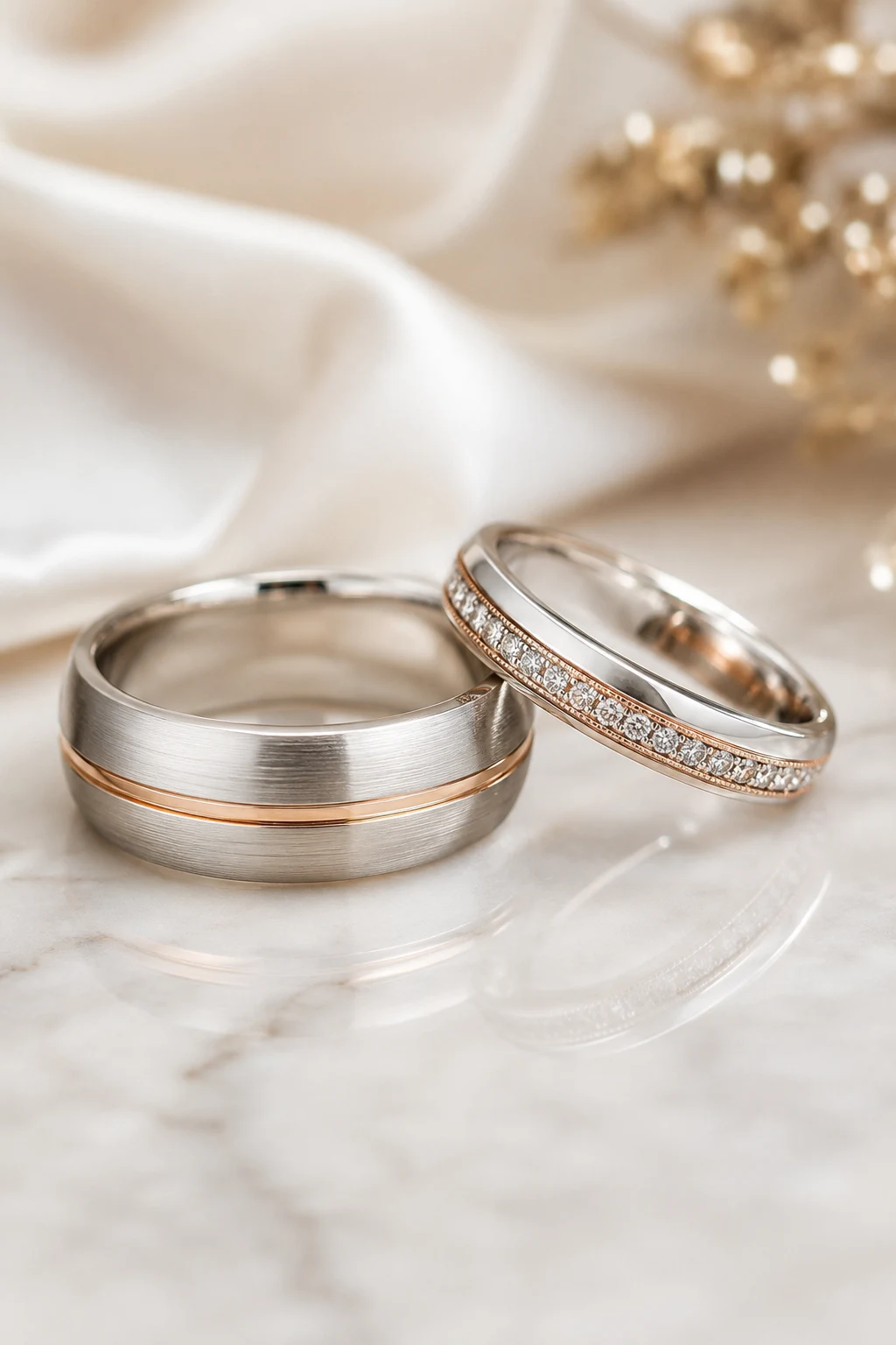 Diamond Accent Wedding Rings Couple — wedding rings couple style outfit