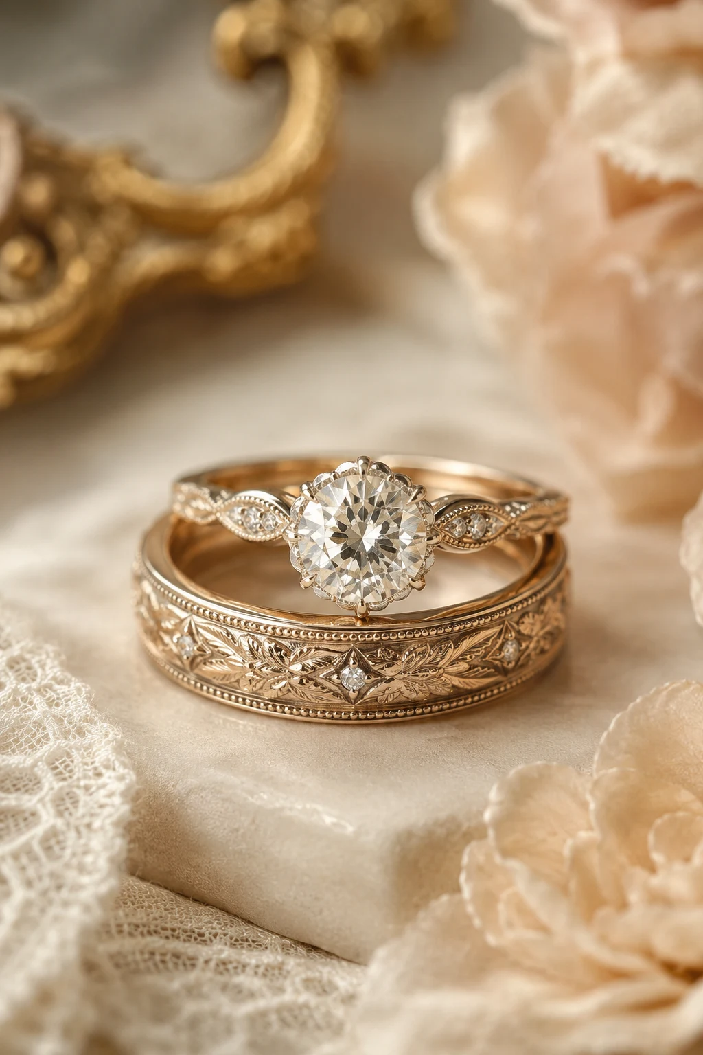 Vintage Wedding Rings Engagement with Heirloom Charm — wedding rings engagement style outfit