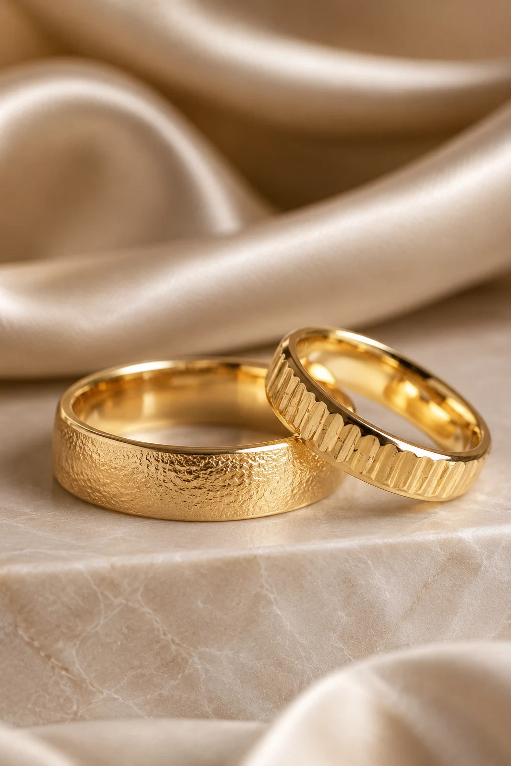 Textured Wedding Rings Gold with Modern Character — wedding rings gold style outfit