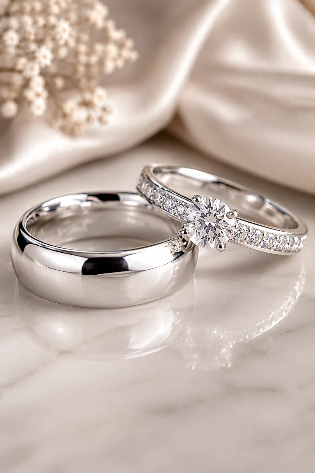 Classic Polished Wedding Rings Sets His and Hers — wedding rings sets his and hers style outfit