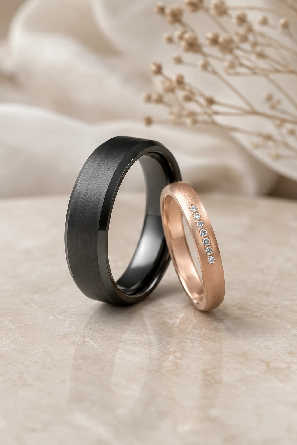 Modern Matte Wedding Rings Sets His and Hers — wedding rings sets his and hers style outfit