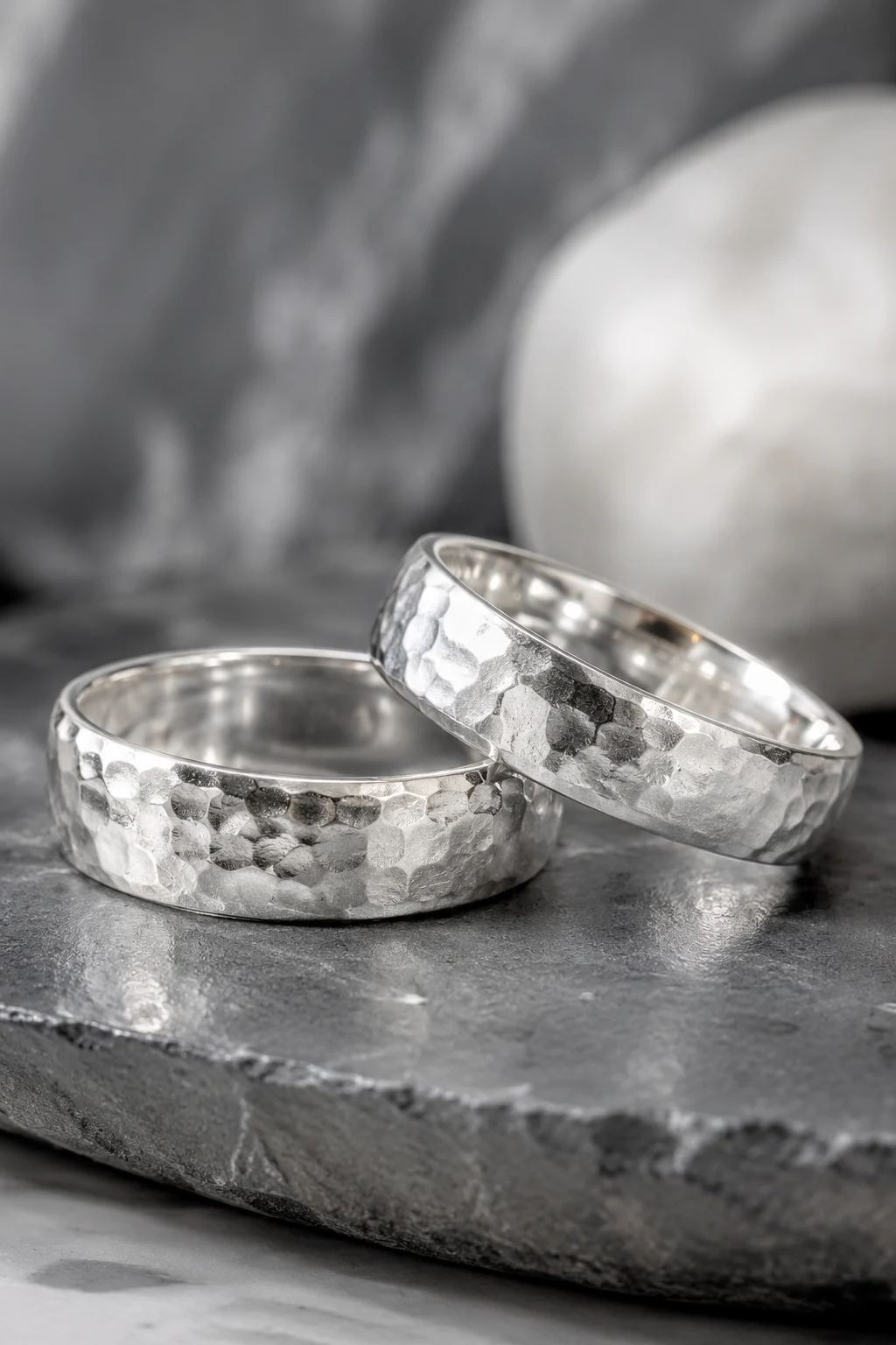 Hammered Wedding Rings Silver with Artisan Texture — wedding rings silver style outfit