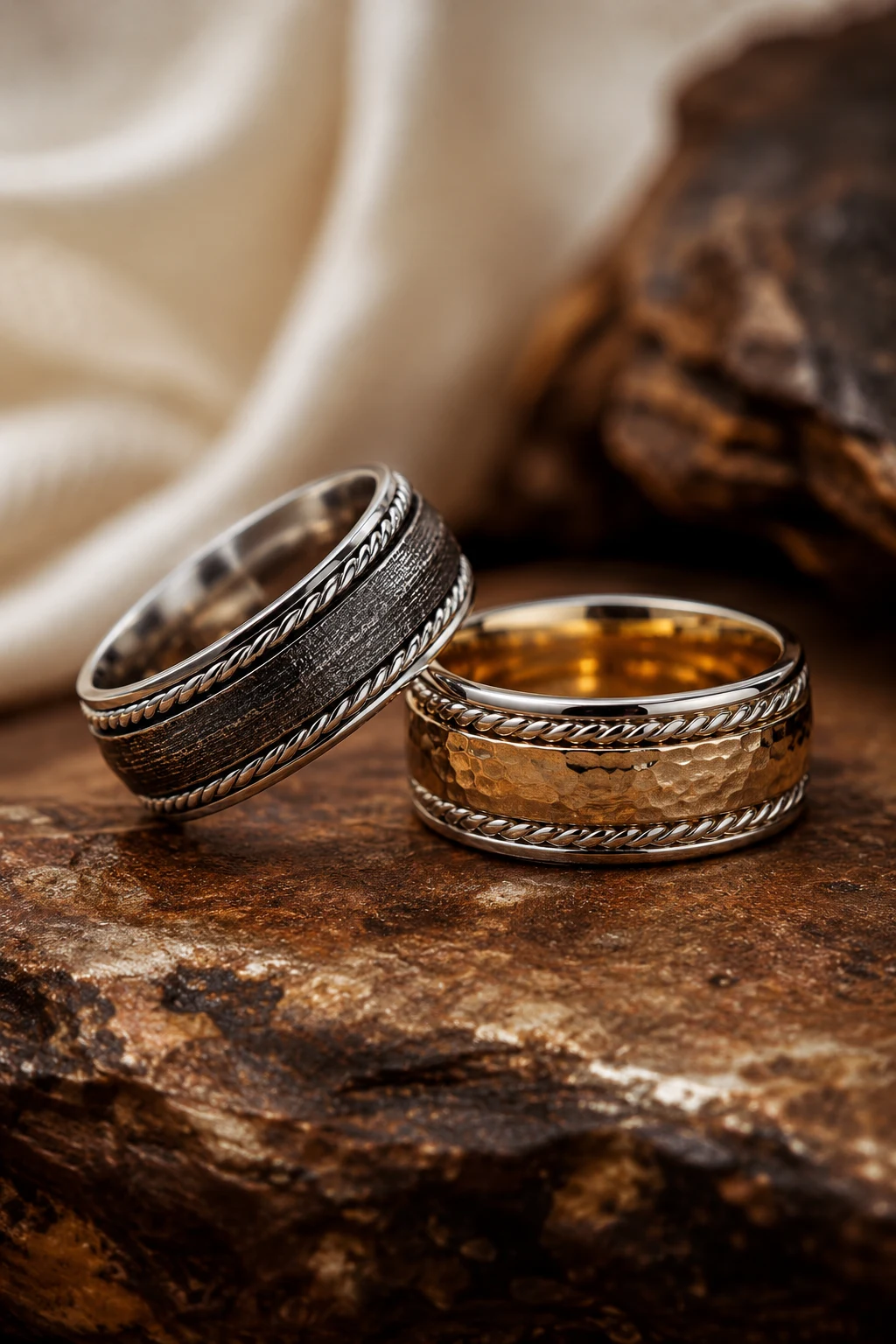 Western Wedding Rings with Rope Edge Details — western wedding rings style outfit