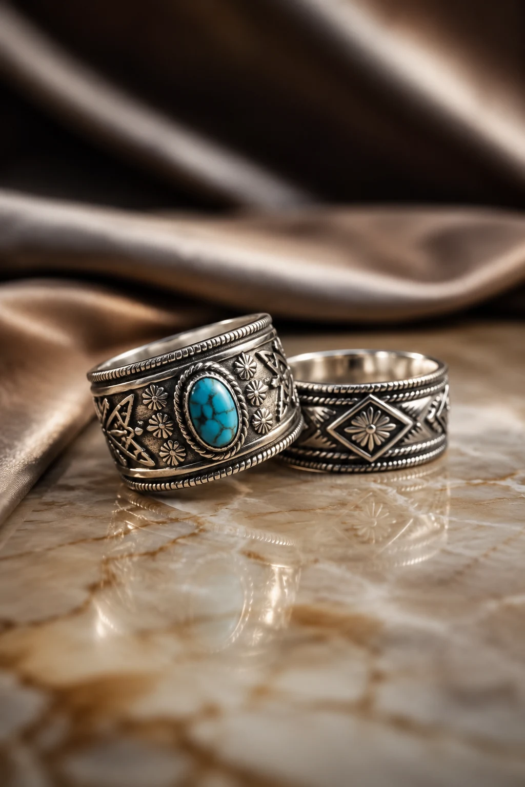 Vintage Silver Western Wedding Rings with Southwestern Flair — western wedding rings style outfit