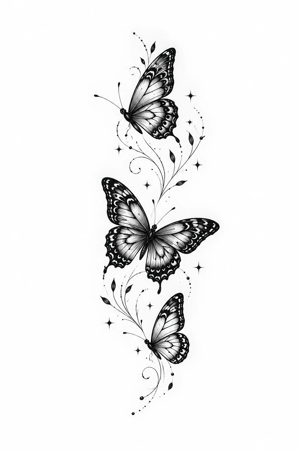 Blackwork Butterfly Trio — 3 butterfly tattoo style outfit