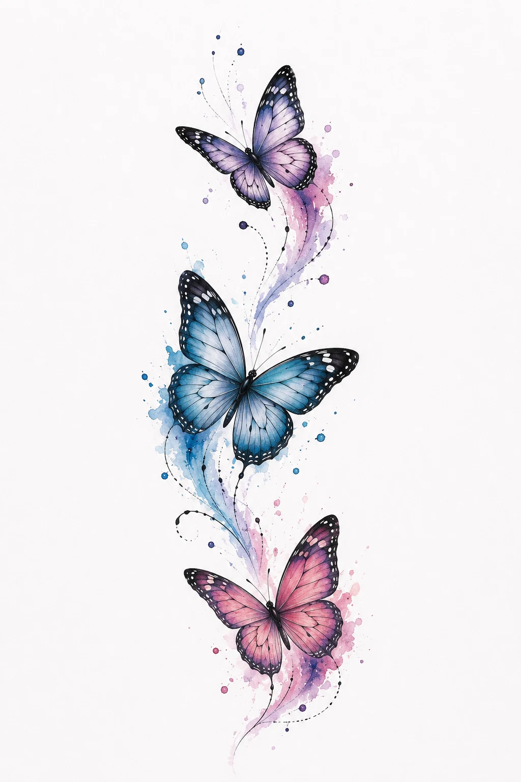 Watercolor Butterfly Trail — 3 butterfly tattoo style outfit
