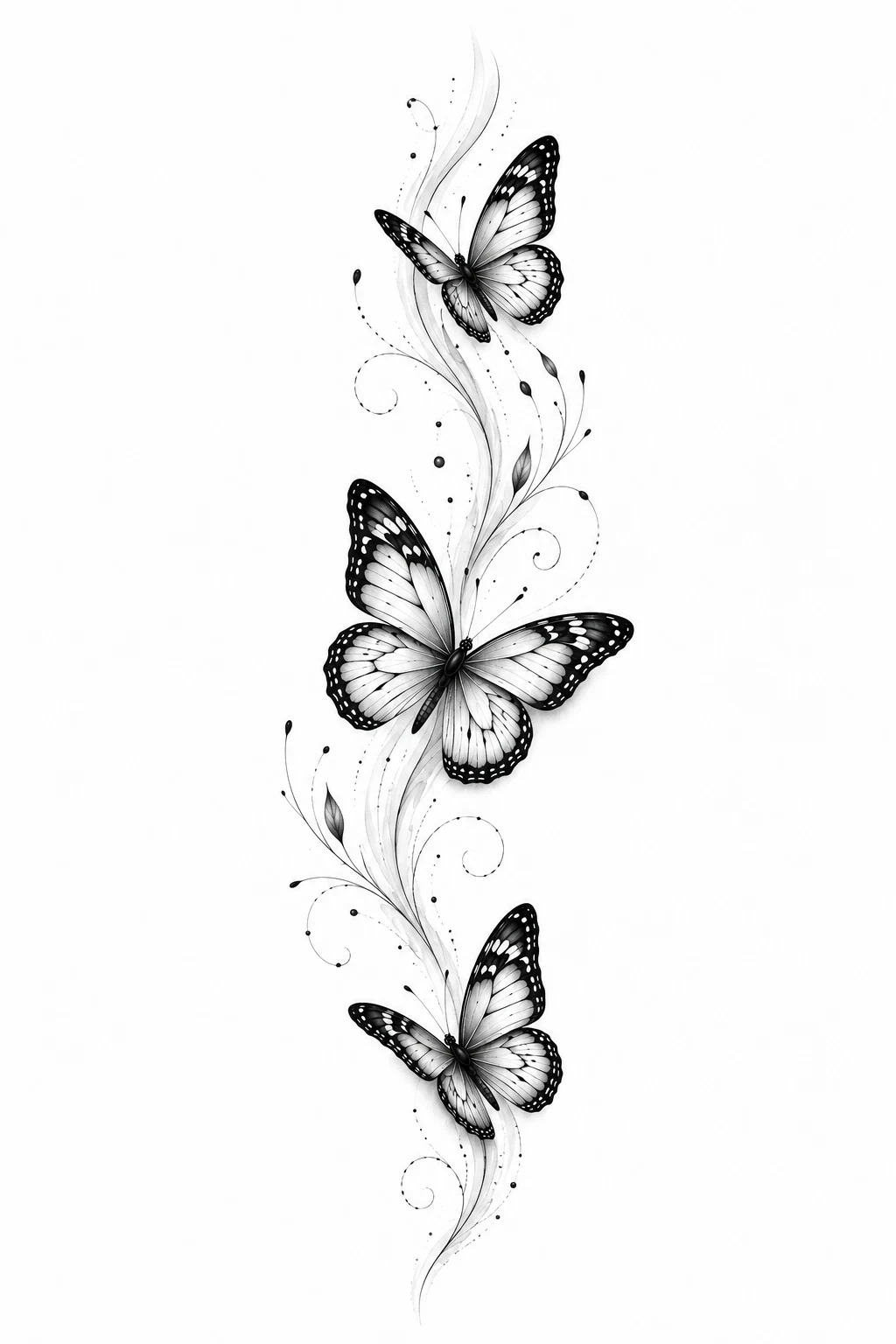 Vertical Transformation Trail — 3 butterfly tattoo style outfit