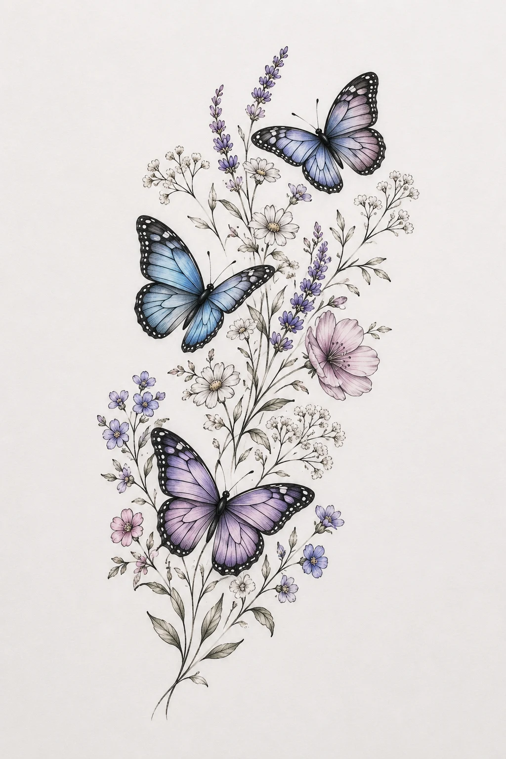 Shoulder Garden Trio — 3 butterfly tattoo style outfit