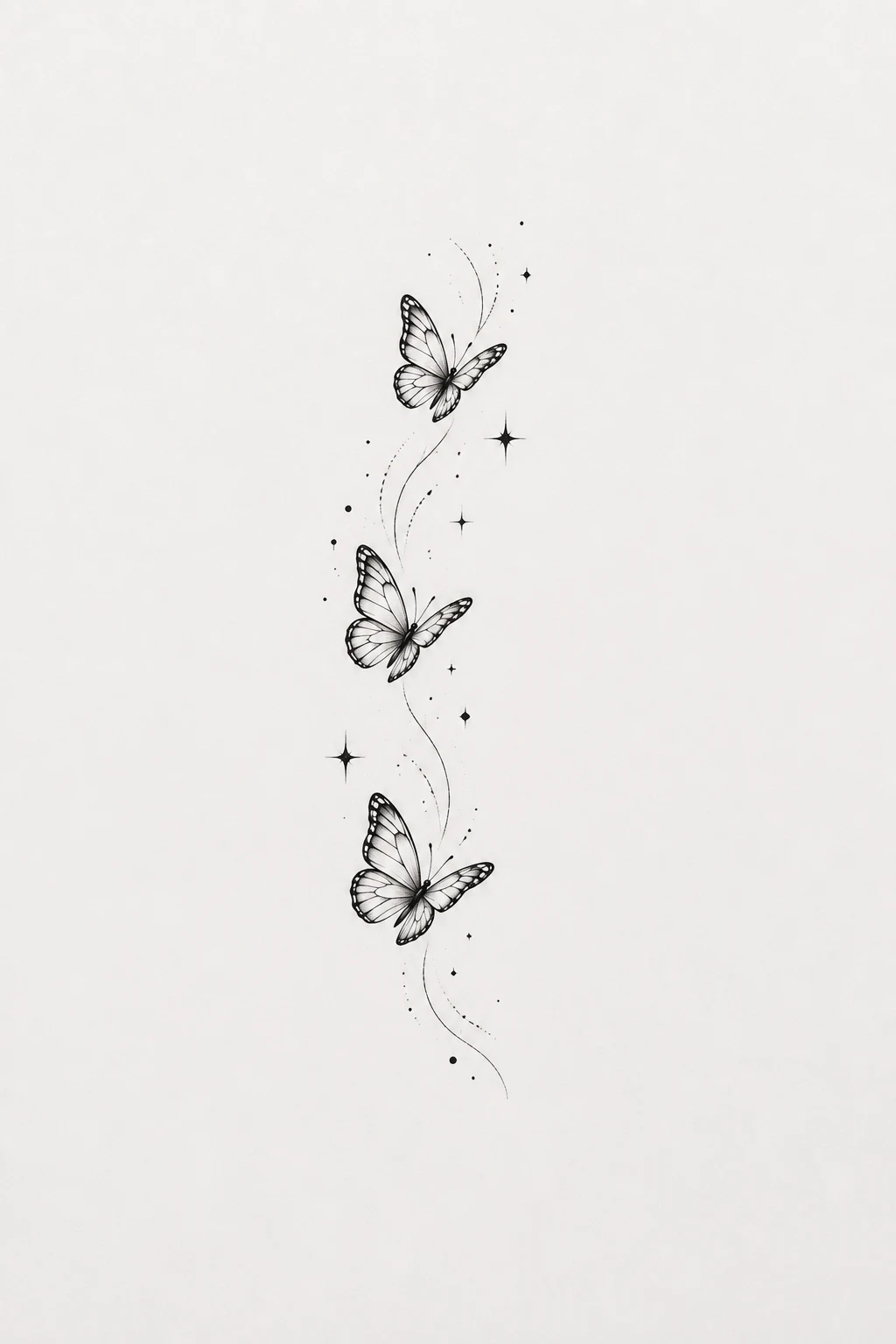 Tiny Behind-the-Ear Trio — 3 butterfly tattoo style outfit