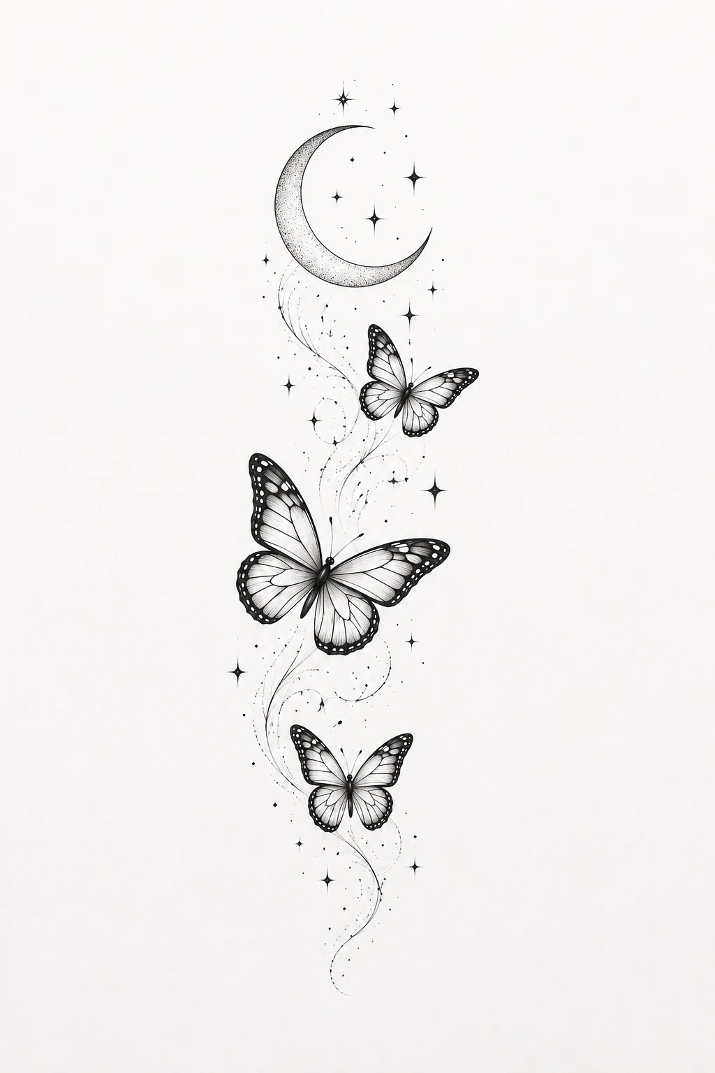 Crescent Moon Connection — 3 butterfly tattoo style outfit