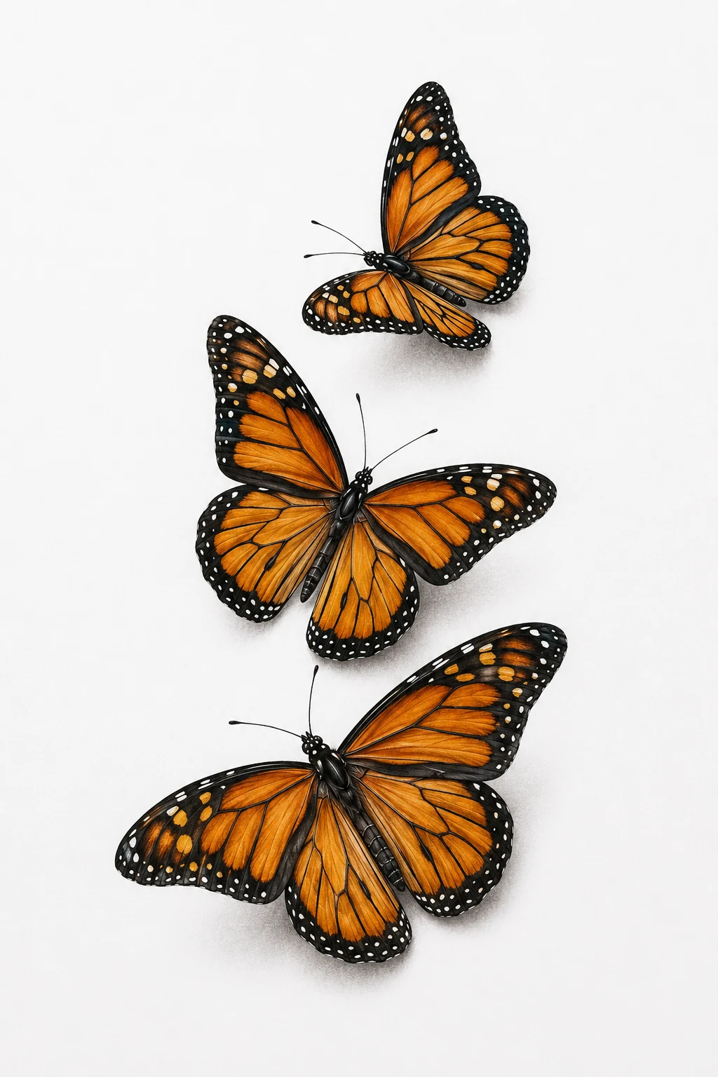 Realistic Monarch Trio — 3 butterfly tattoo style outfit