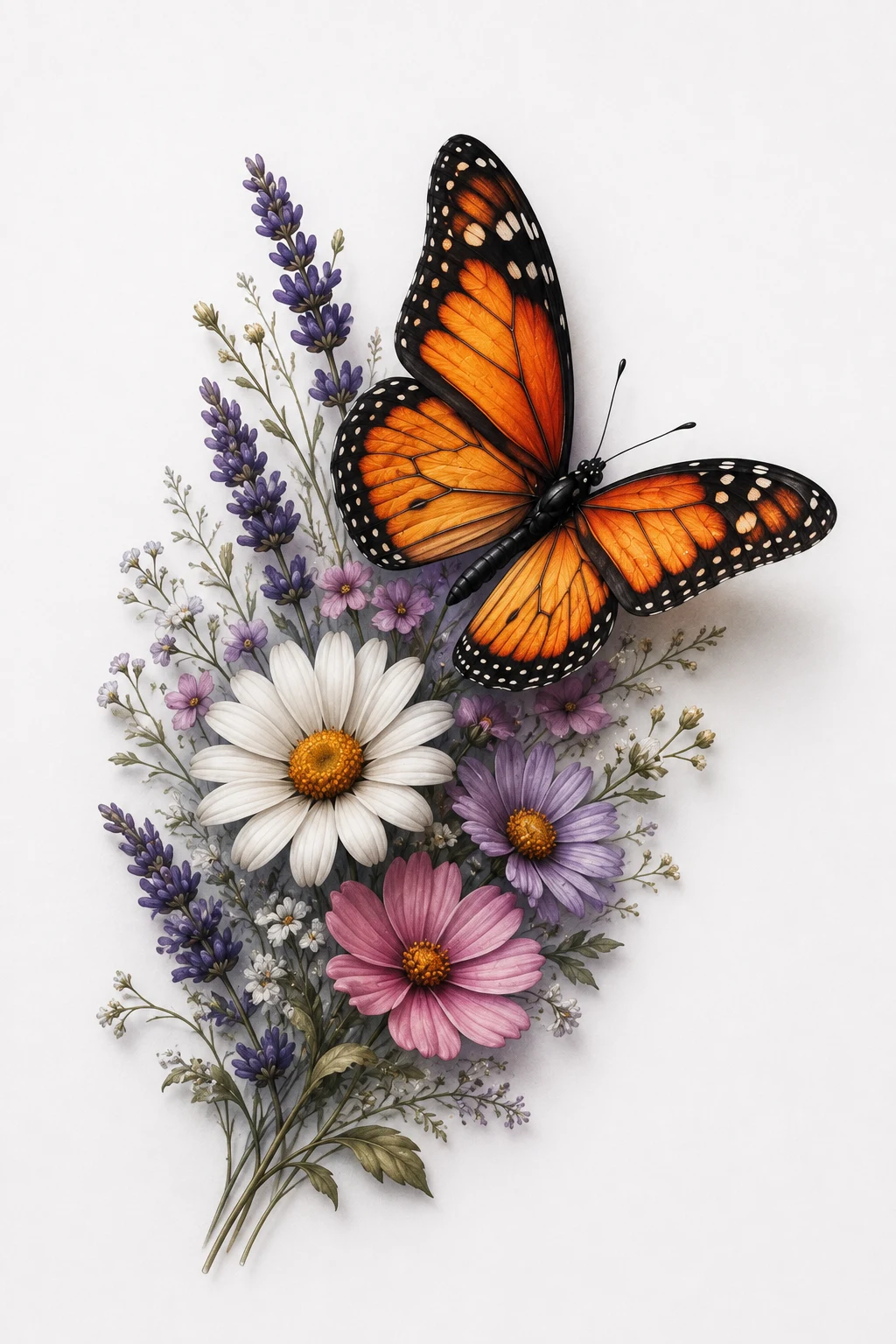 Butterfly With Wildflowers — 3d butterfly tattoo style outfit