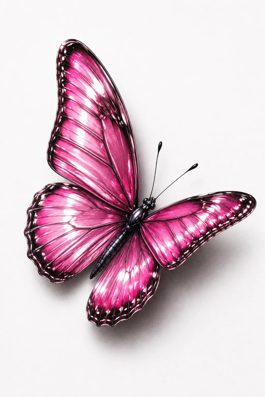 Pink Butterfly With Chrome Highlights — 3d butterfly tattoo style outfit