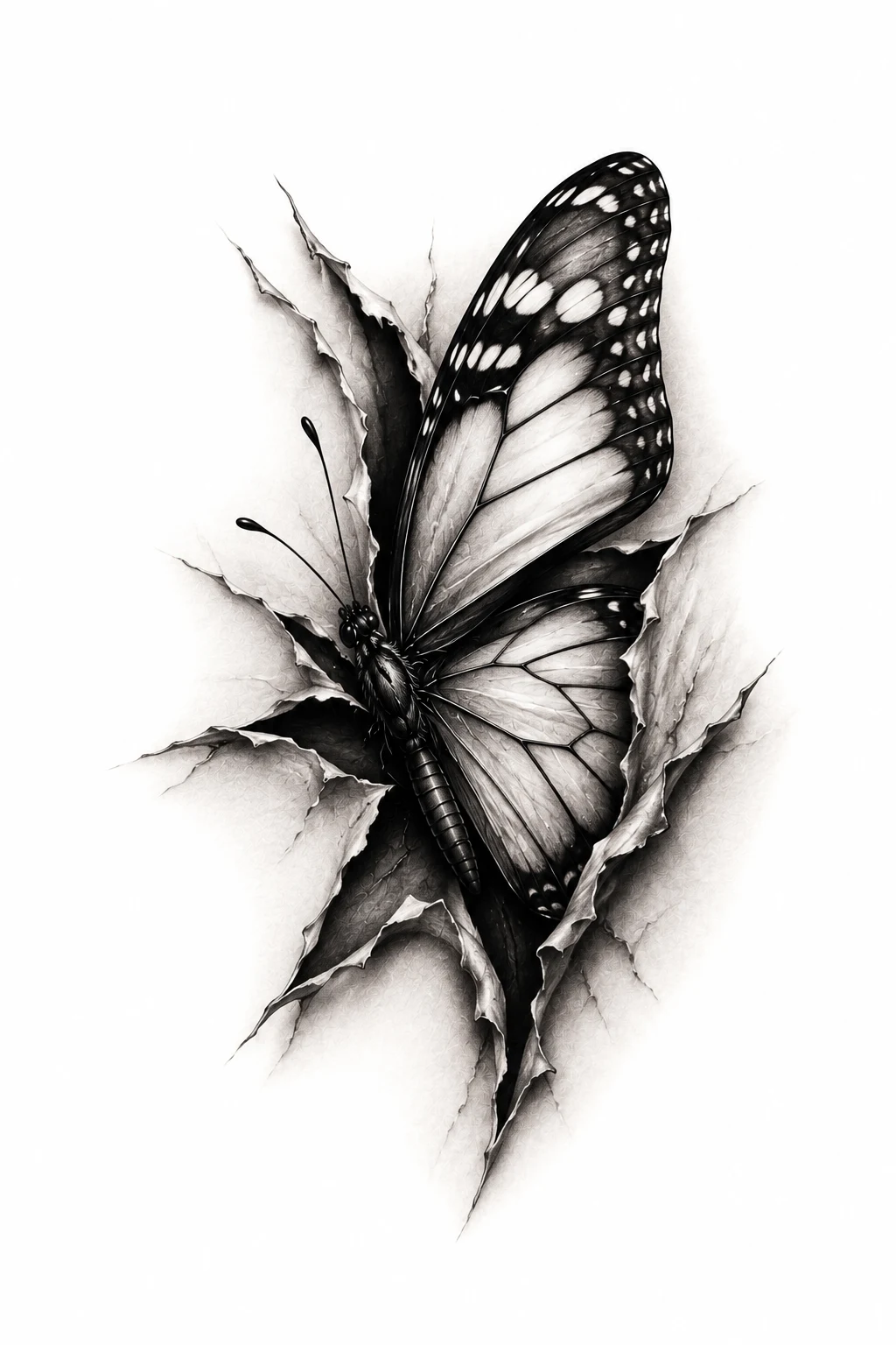 Butterfly Emerging From Skin — 3d butterfly tattoo style outfit