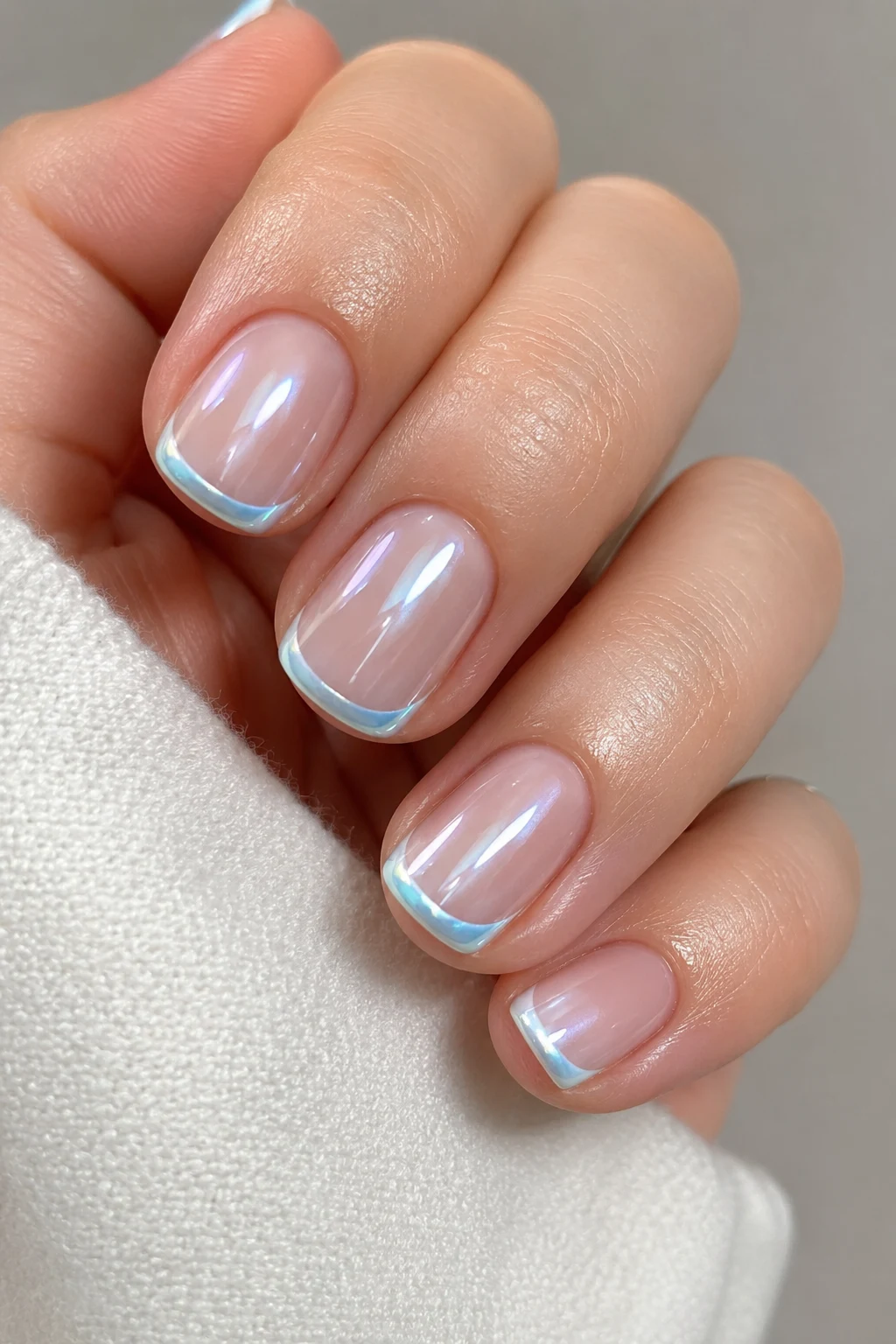Short Baby Blue Chrome French Tips — Baby Blue Chrome French Tip Nails style outfit