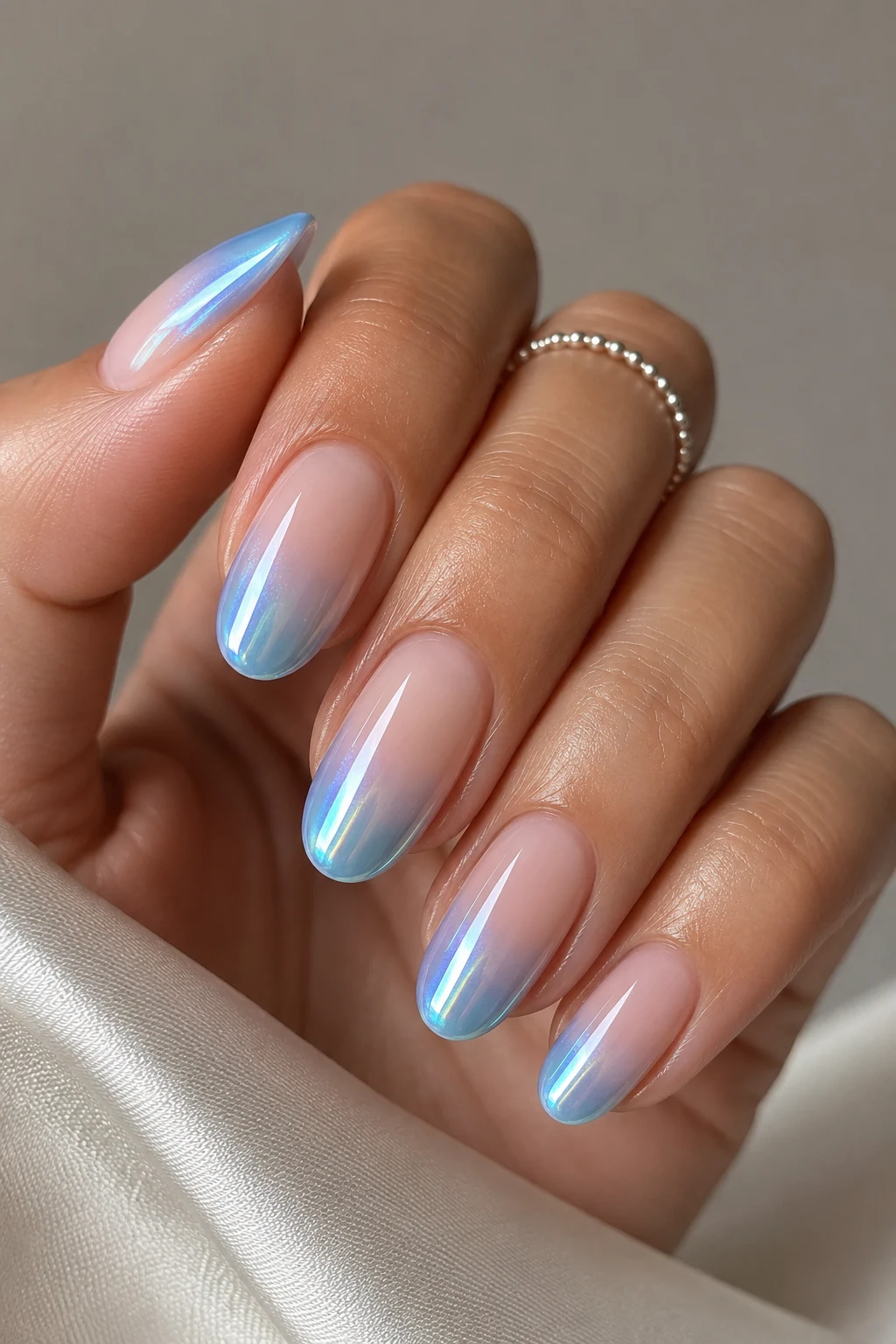 Baby Blue Chrome Ombre French Tips — Baby Blue Chrome French Tip Nails style outfit