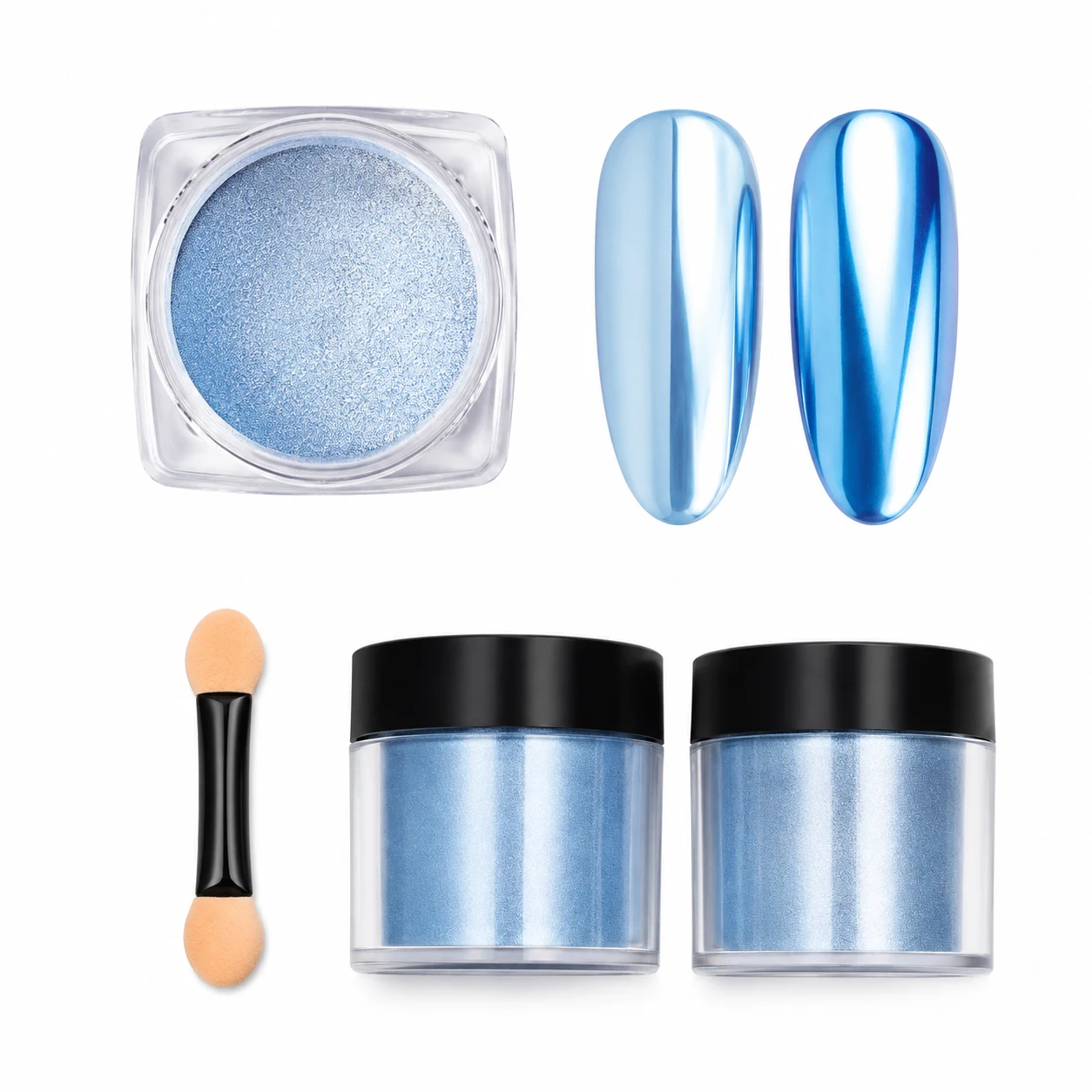 Saviland Blue Chrome Nail Powder Set