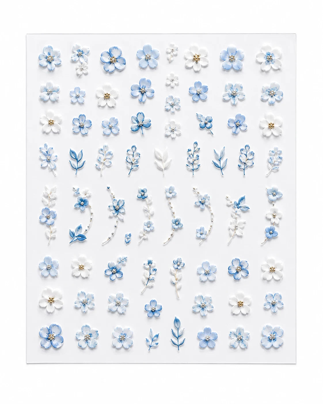 Artdone 5D Blue and White Flower Nail Stickers