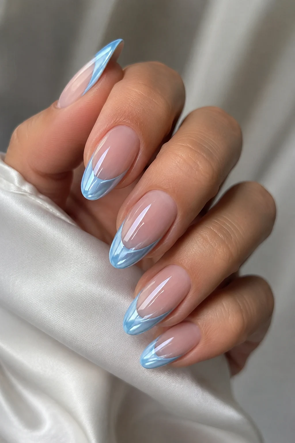 Baby Blue Chrome Nails French Tip Twist — Baby Blue Chrome Nails style outfit