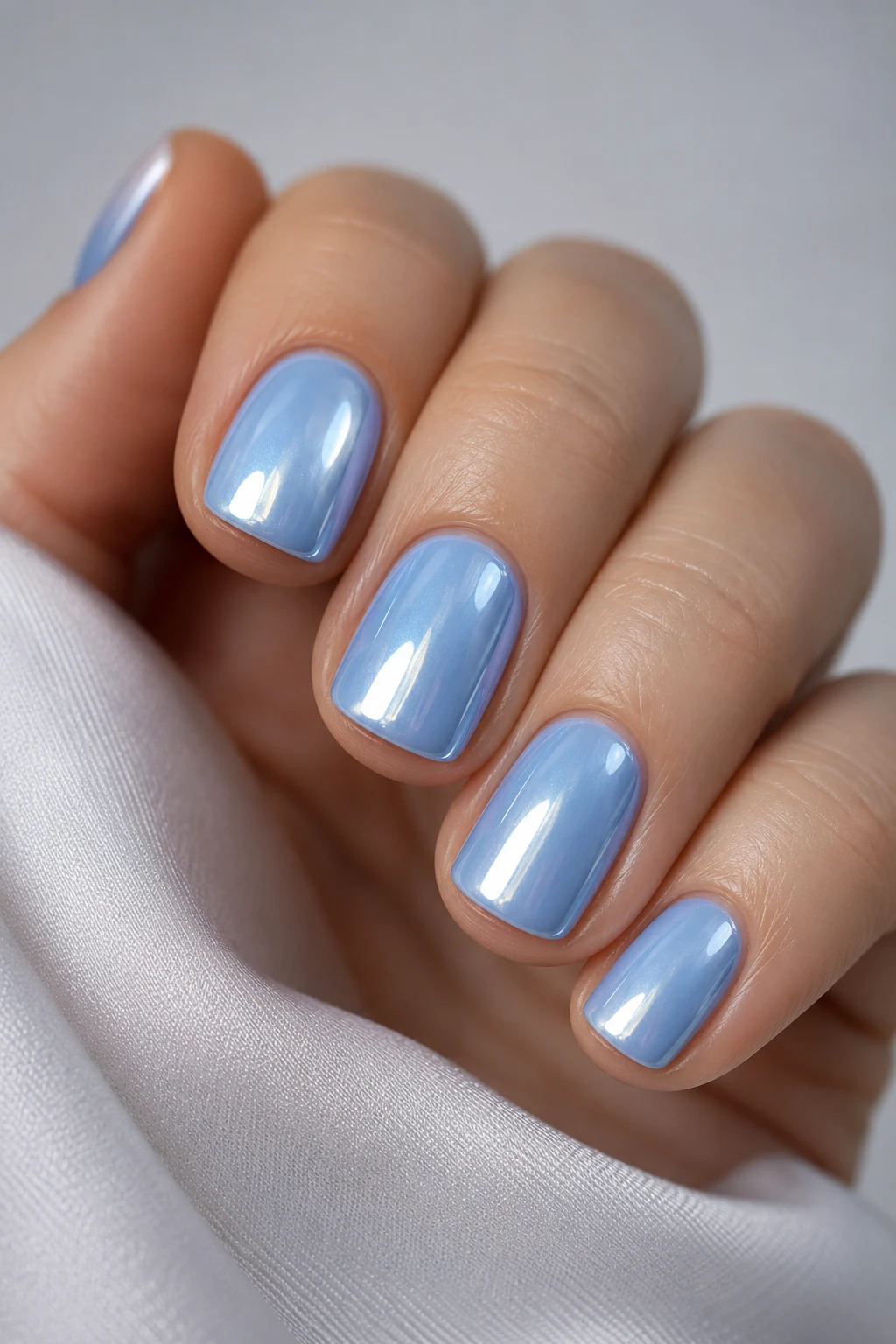 Short Baby Blue Chrome Nails That Shine — Baby Blue Chrome Nails style outfit