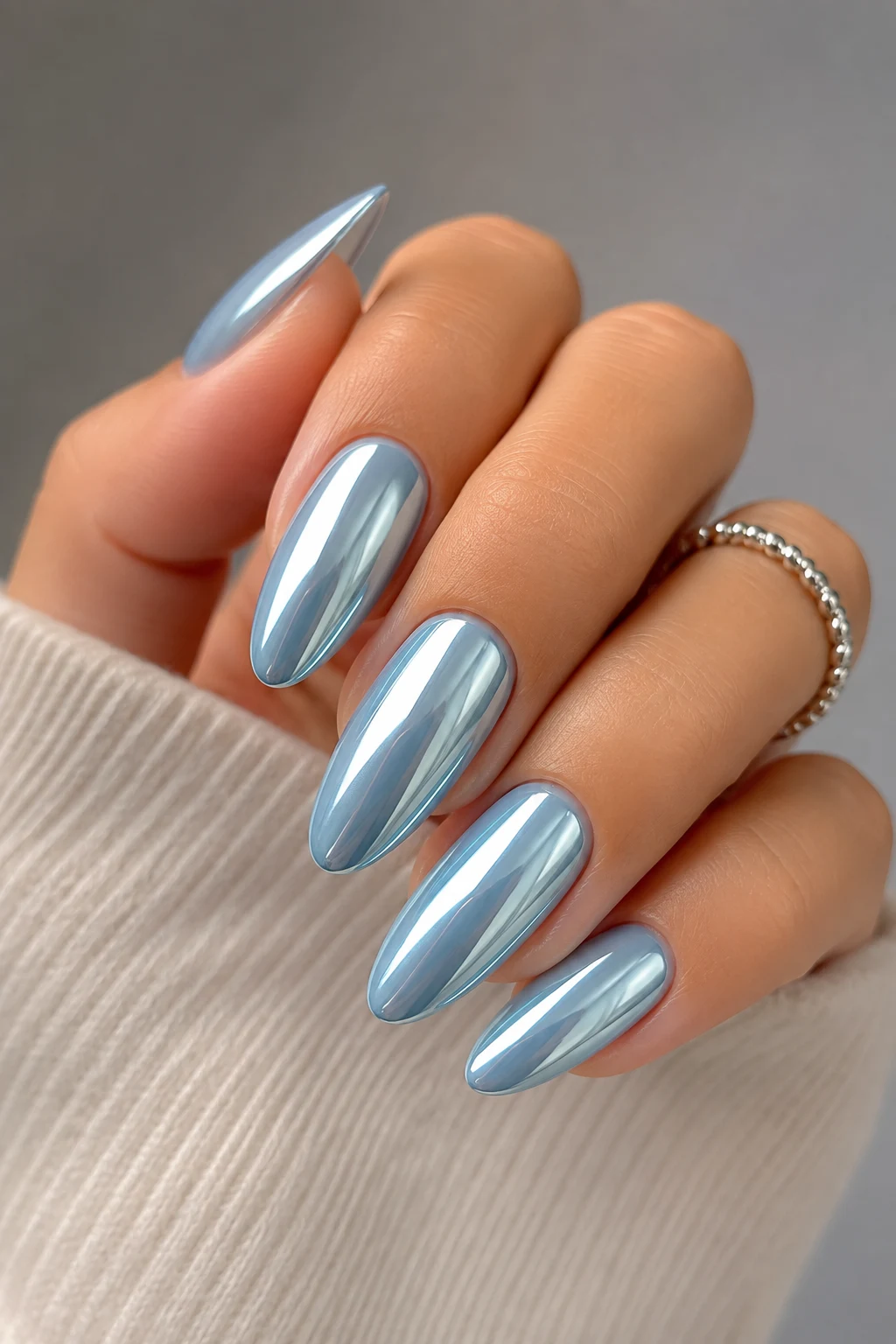 Classic Mirror Baby Blue Chrome Nails Pinterest — baby blue chrome nails pinterest style outfit