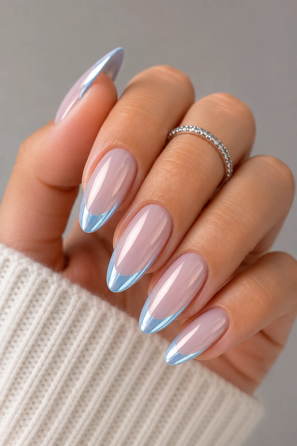 Icy French Tips with Baby Blue Chrome Nails Pinterest — baby blue chrome nails pinterest style outfit