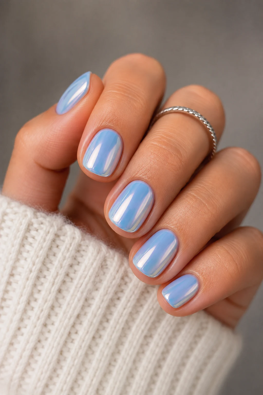 Short Everyday Baby Blue Chrome Nails Pinterest — baby blue chrome nails pinterest style outfit
