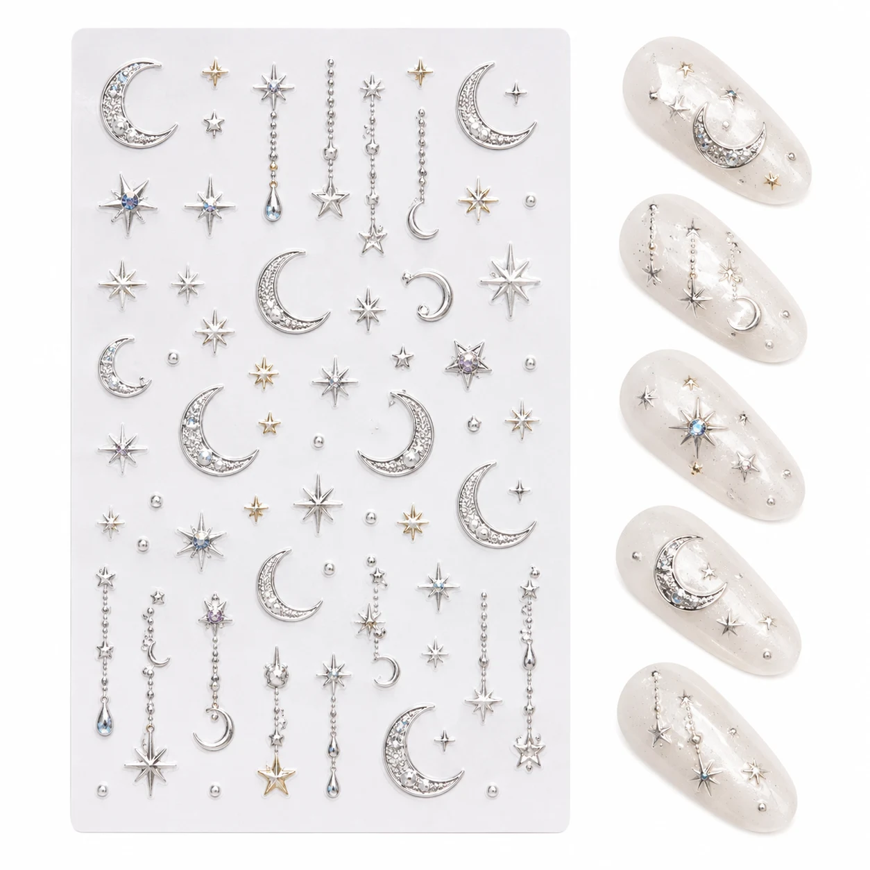 Celmia 3D Moon and Star Nail Stickers