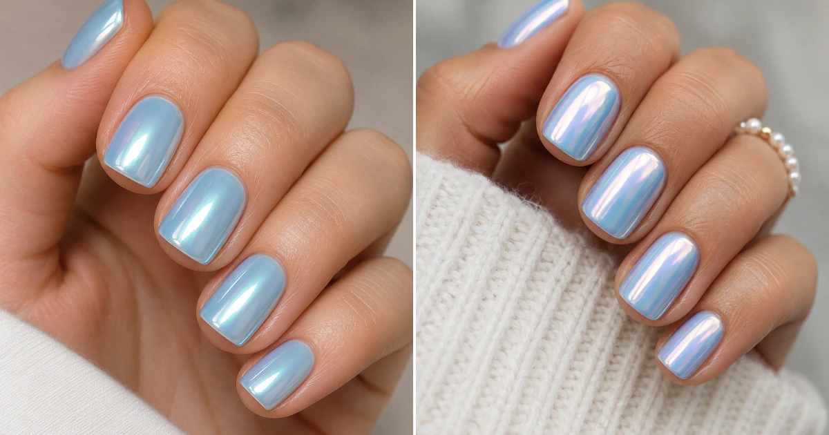 Baby blue chrome nails short: 12 Beautiful Nail baby blue chrome nails short