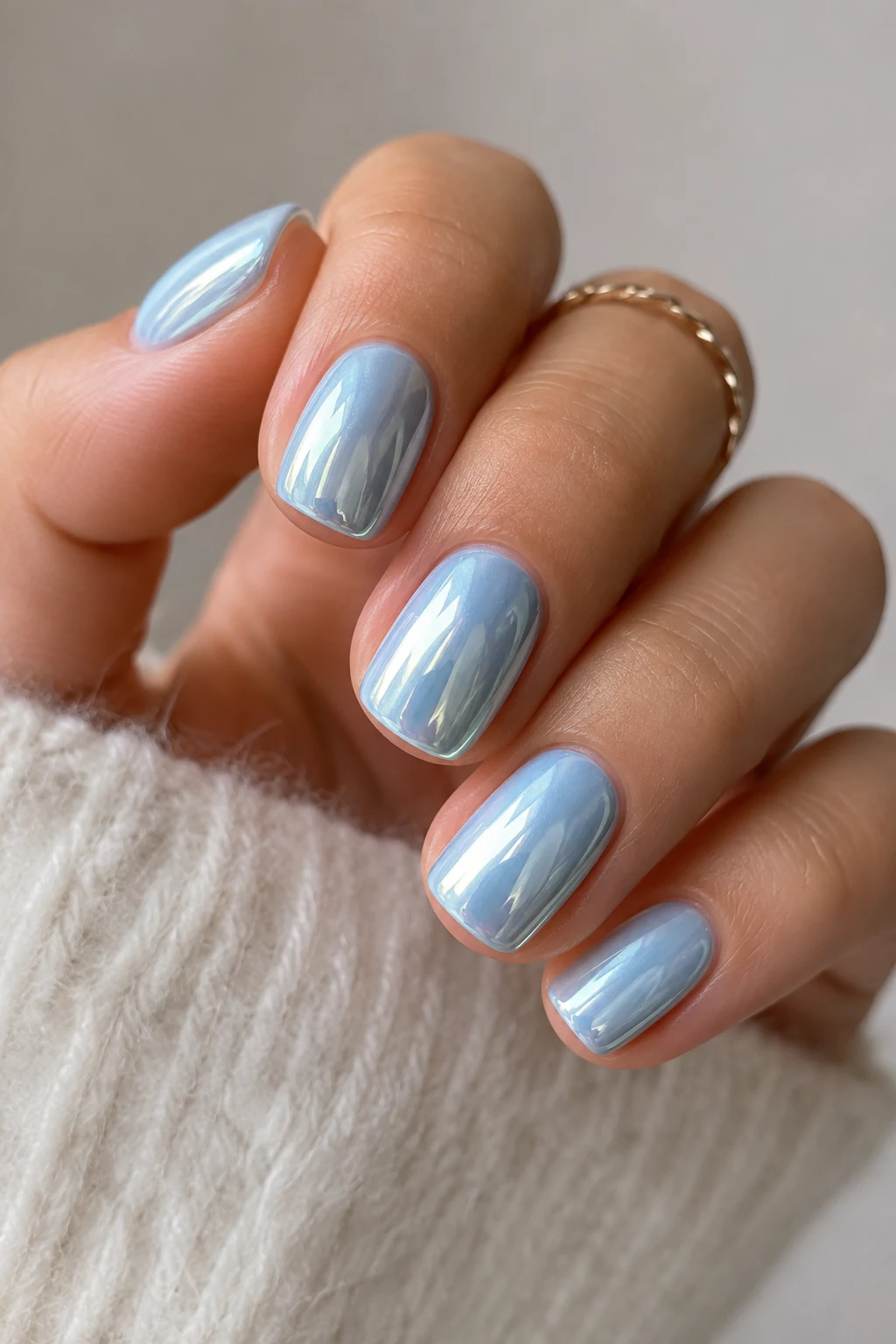 Baby Blue Chrome Nails Short: 9 Chic Ideas You'll Want to Copy — baby blue chrome nails short style outfit