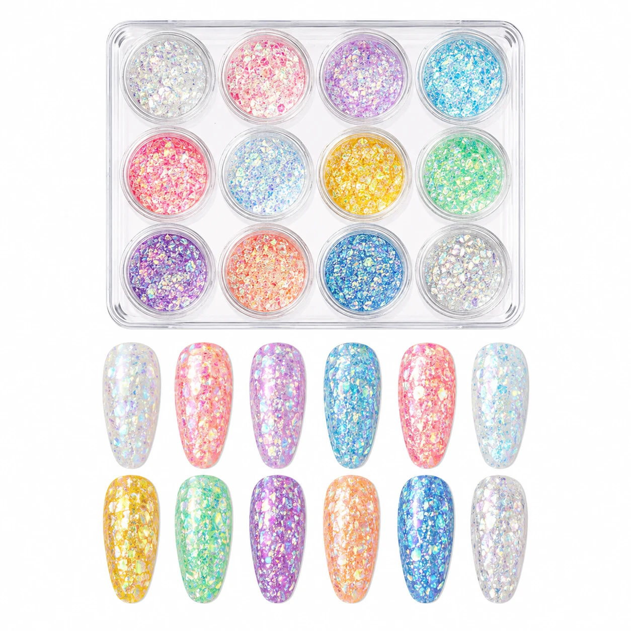 Modelones Holographic Nail Glitter Powder Set