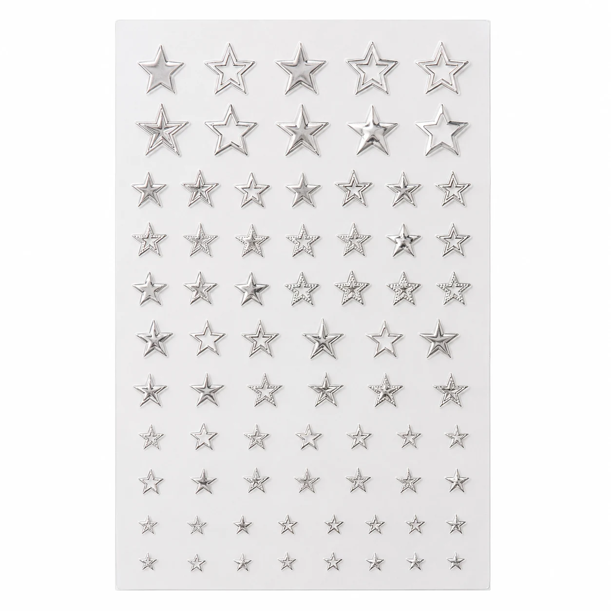 5D Silver Star Nail Art Stickers