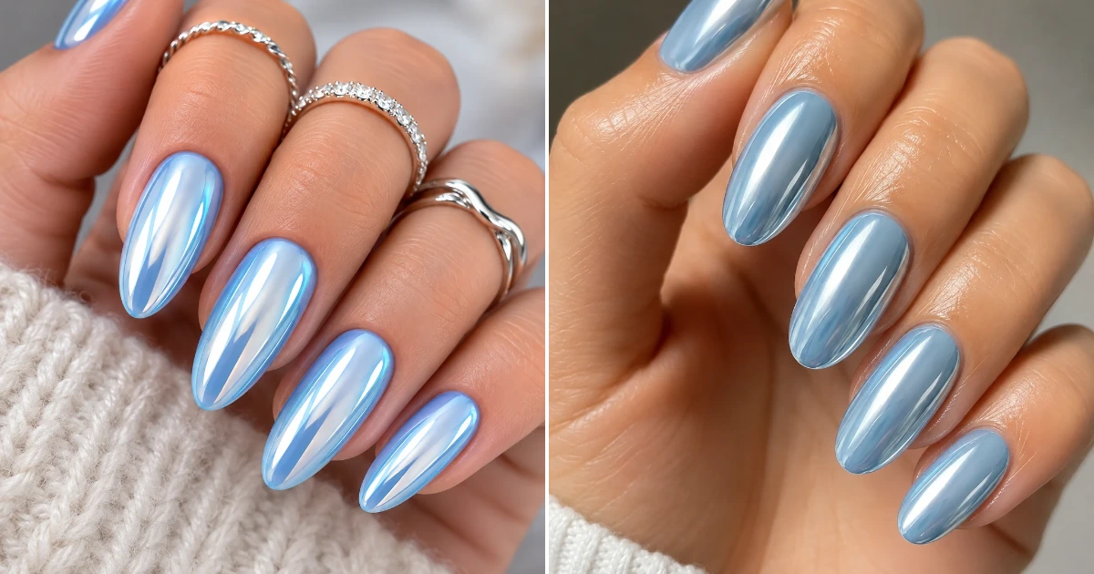10 Baby Blue Chrome Nails Baby Blue Chrome Nails