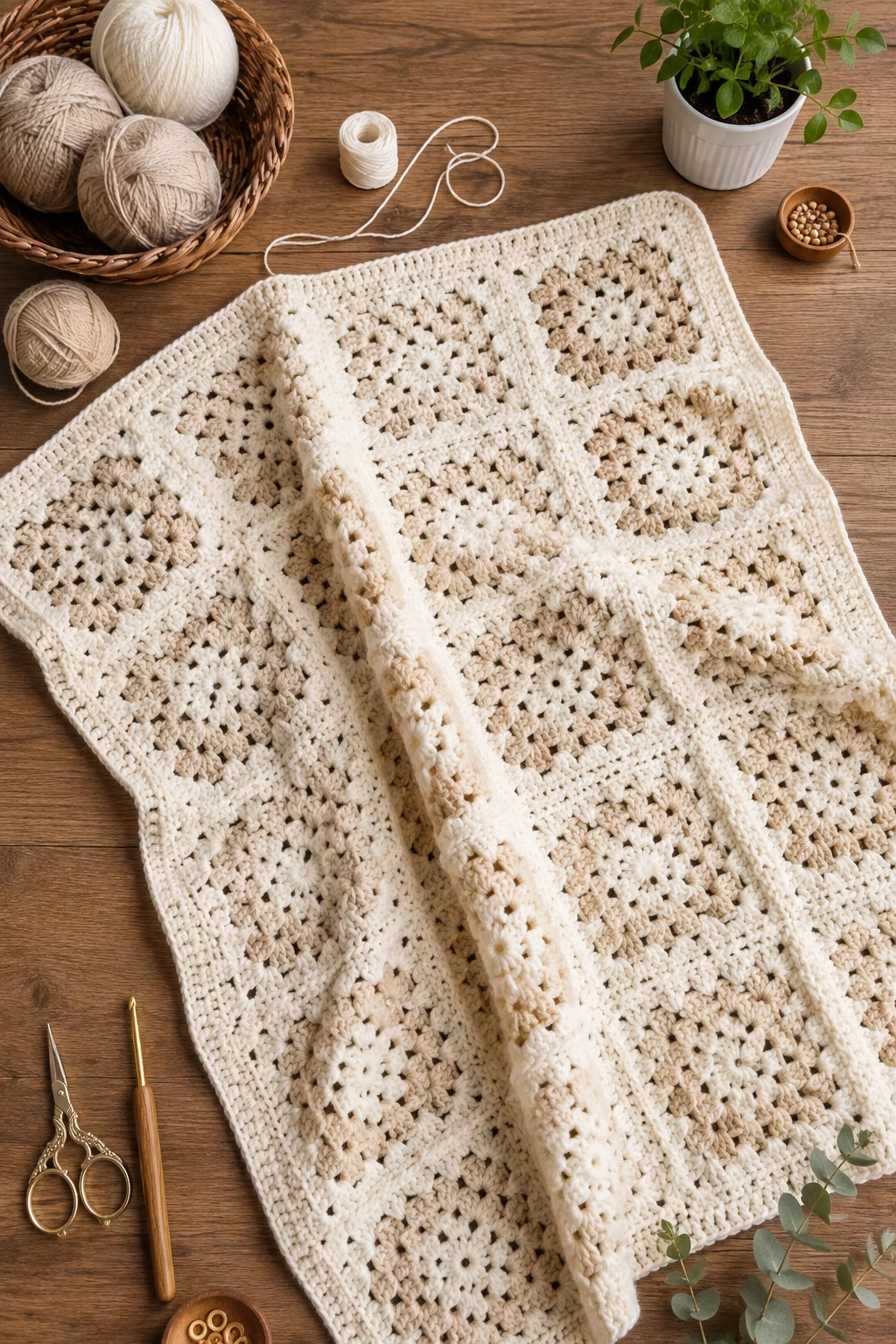 Classic Cream Granny Square Baby Crochet Blanket — baby crochet blanket style outfit