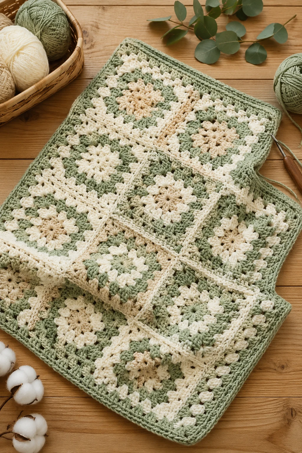 Sage Green Granny Square Baby Blanket — baby crochet ideas blankets style outfit