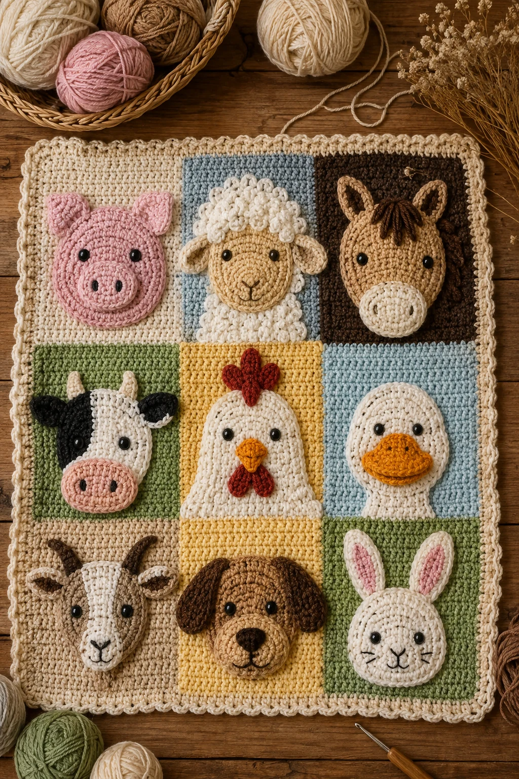 Farm Animal Patchwork Blanket — baby crochet ideas blankets style outfit