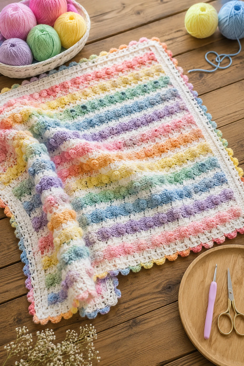 Rainbow Bobble Baby Blanket — baby crochet ideas blankets style outfit