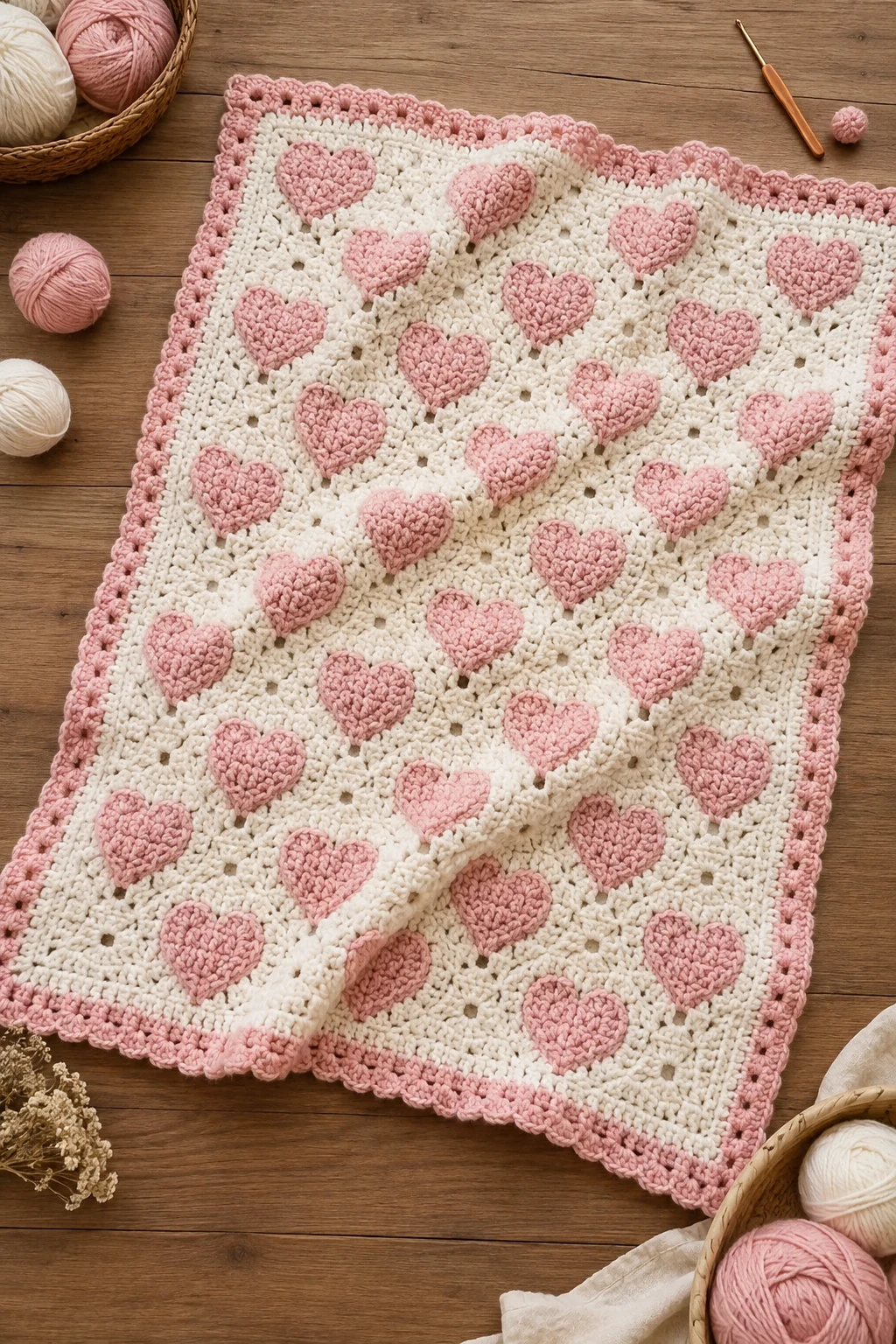 Heart Motif Cuddle Blanket — baby crochet ideas blankets style outfit