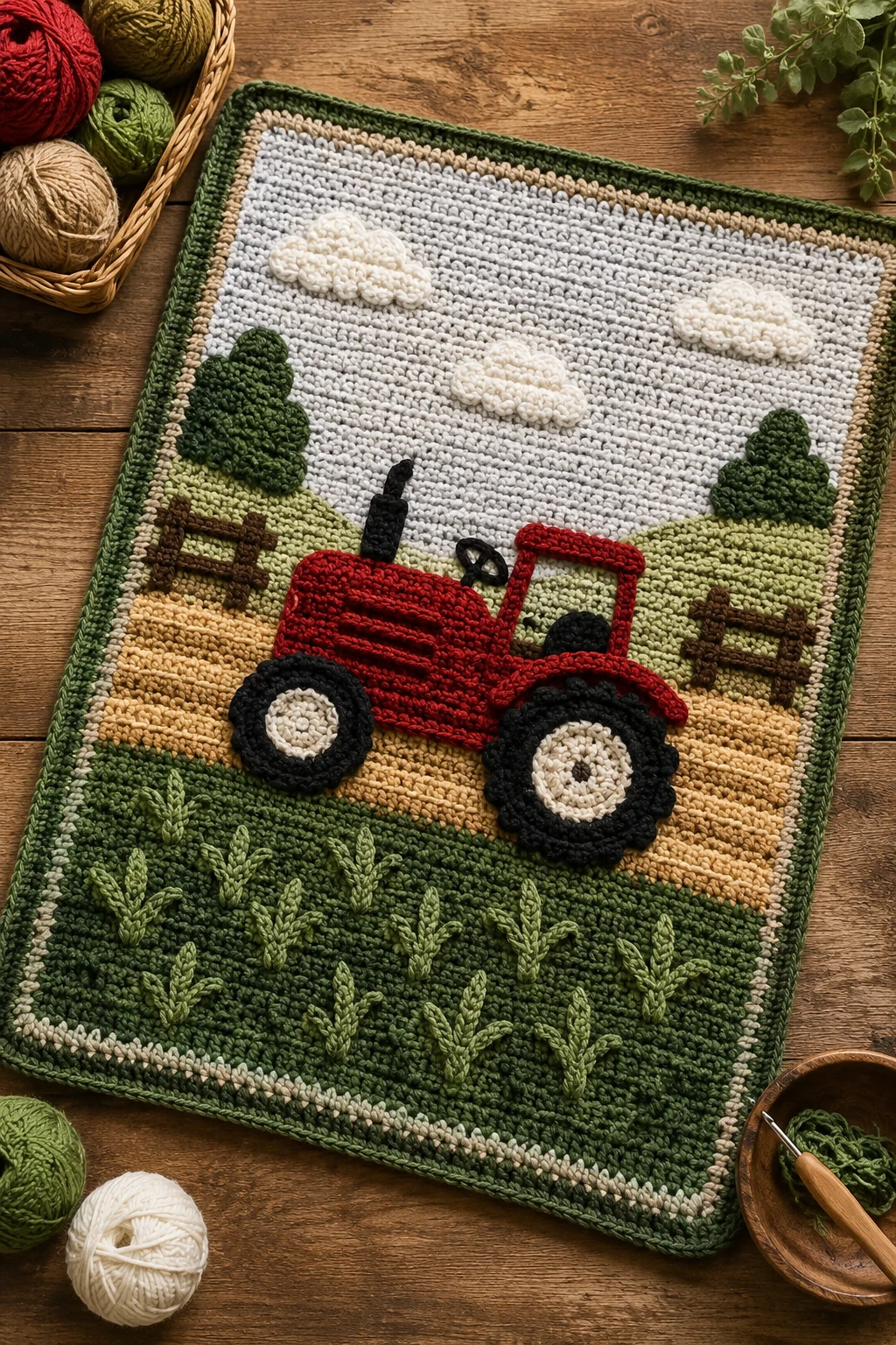 Farmhouse Tractor Blanket — baby crochet ideas blankets style outfit