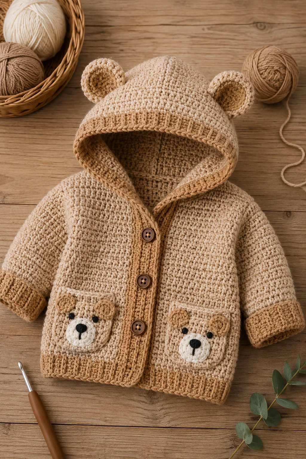 Hooded Bear Jacket — baby crochet ideas boys style outfit