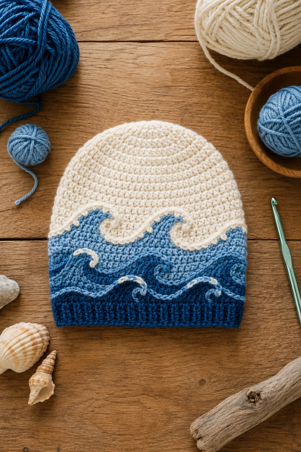 Ocean-Wave Baby Beanie — baby crochet ideas boys style outfit