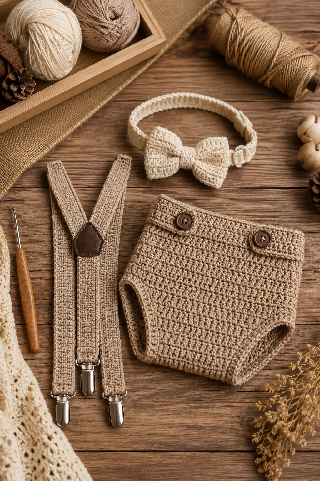 Little Gentleman Bow-Tie Set — baby crochet ideas boys style outfit