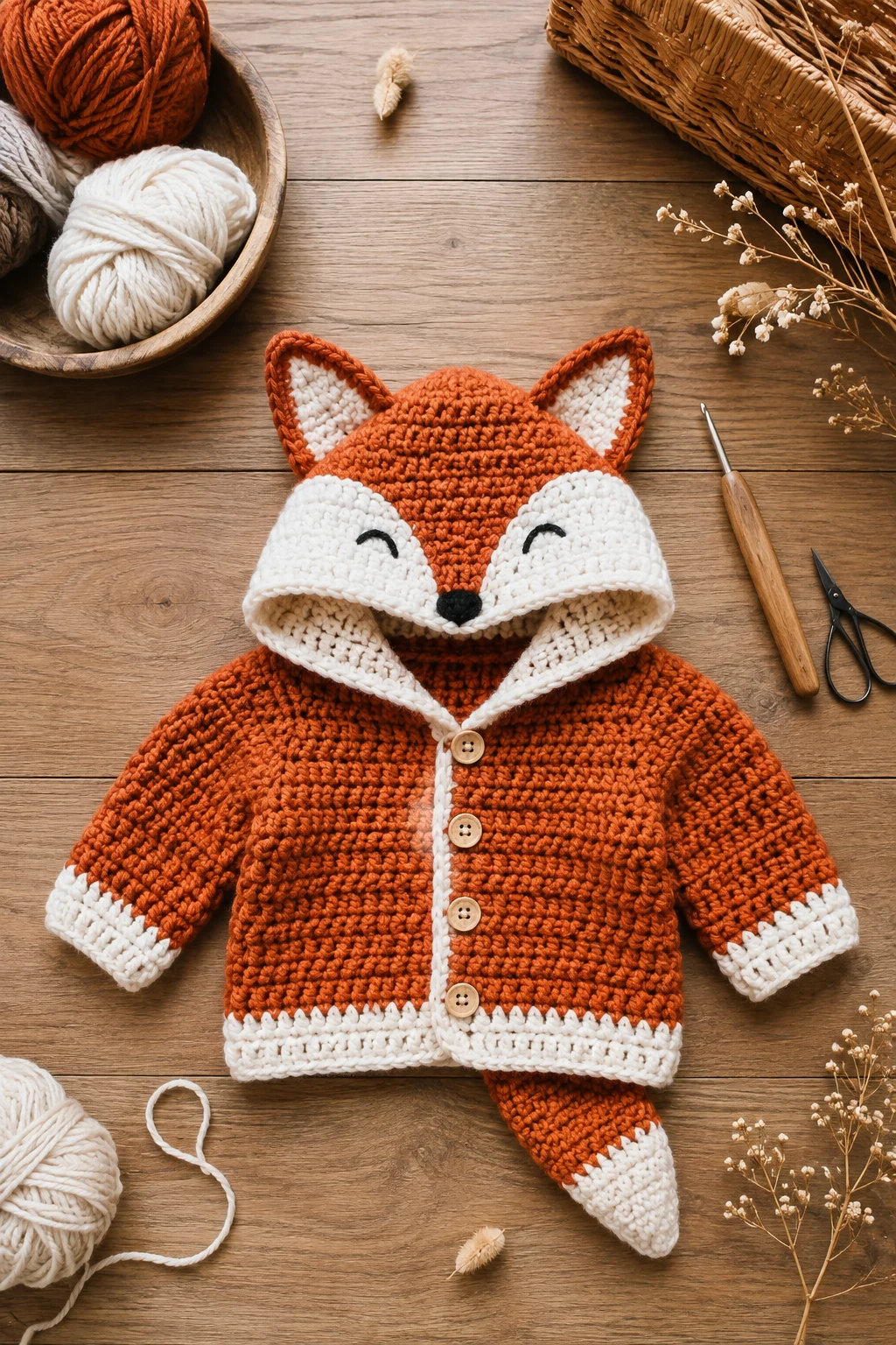 Fox-Inspired Baby Hoodie — baby crochet ideas boys style outfit