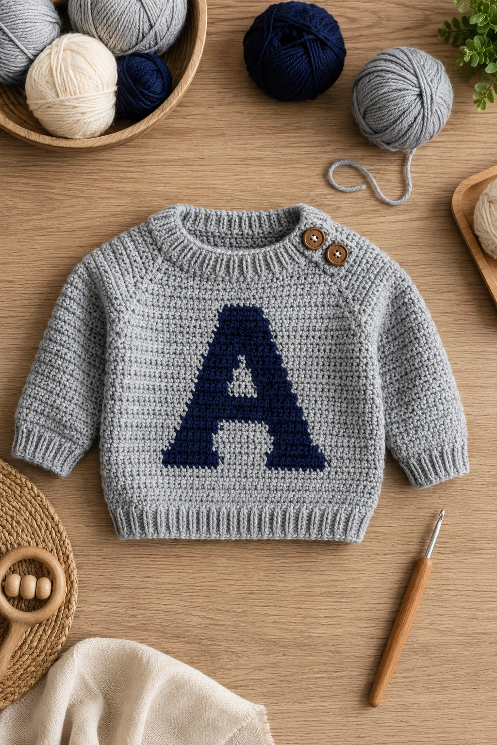 Personalized Initial Baby Sweater — baby crochet ideas boys style outfit