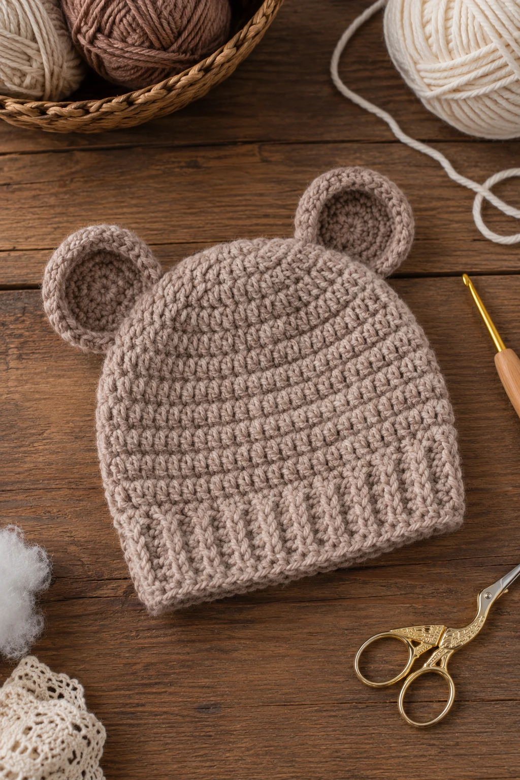 Little Bear Ear Hat — baby crochet ideas boys style outfit