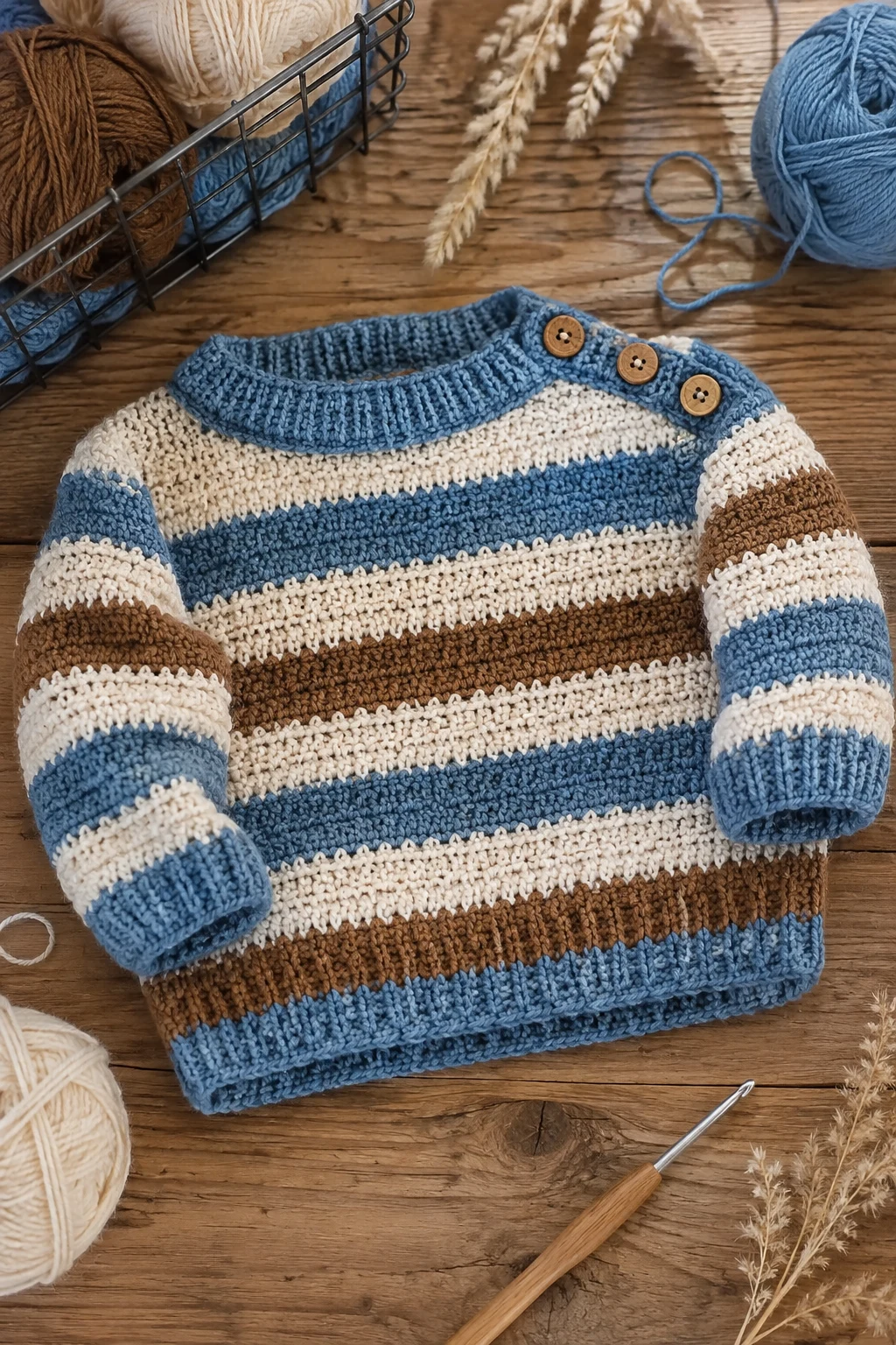 Striped Baby Sweater — baby crochet ideas boys style outfit